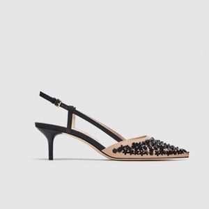 Sequined high hilled slingback shoes. Zara